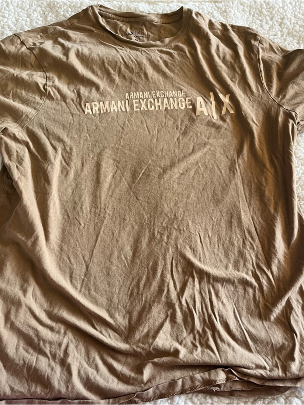 Armani Exchange Men's Tan Logo Short Sleeve Tee